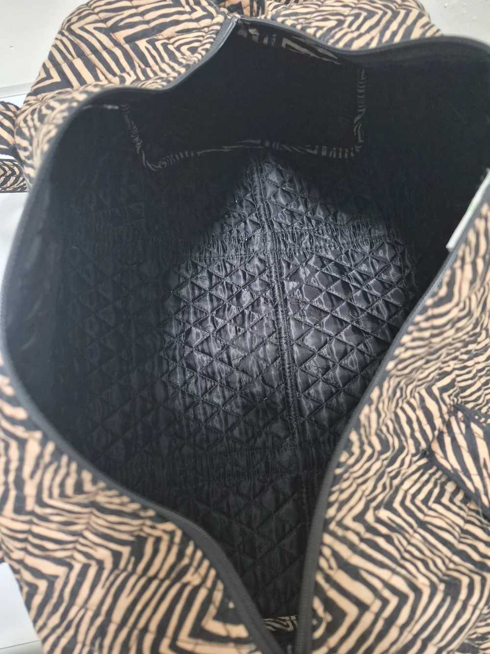 Vera Bradley Black and Tan Zigzag Quilted Baby Bag with Matching Pouch